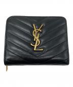 Saint Laurent Parisサンローランパリ）の古着「Vステッチ2つ折り財布」｜ブラック