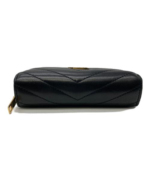 Saint Laurent Paris（サンローランパリ）Saint Laurent Paris (サンローランパリ) Vステッチ2つ折り財布 ブラックの古着・服飾アイテム