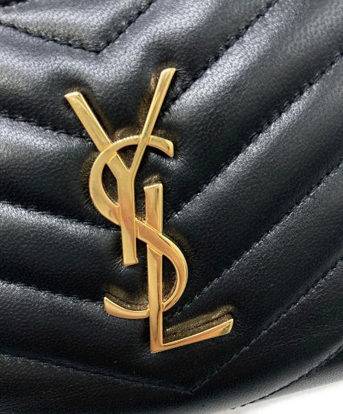 Saint Laurent Paris（サンローランパリ）Saint Laurent Paris (サンローランパリ) Vステッチ2つ折り財布 ブラックの古着・服飾アイテム
