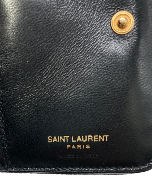 Saint Laurent Paris（サンローランパリ）Saint Laurent Paris (サンローランパリ) Vステッチ2つ折り財布 ブラックの古着・服飾アイテム