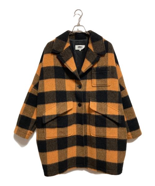 MM6 Maison Margiela（エムエムシックスメゾンマルジェラ）MM6 Maison Margiela (エムエムシックスメゾンマルジェラ) オーバーサイズブレストコート ブラック×オレンジ サイズ:40の古着・服飾アイテム