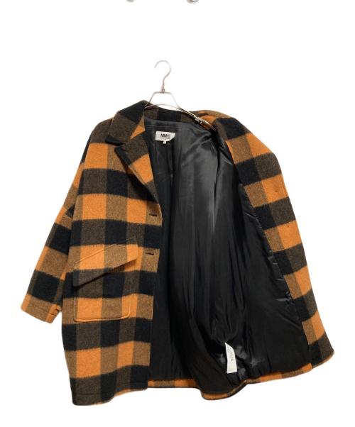 MM6 Maison Margiela（エムエムシックスメゾンマルジェラ）MM6 Maison Margiela (エムエムシックスメゾンマルジェラ) オーバーサイズブレストコート ブラック×オレンジ サイズ:40の古着・服飾アイテム