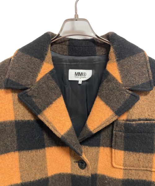 MM6 Maison Margiela（エムエムシックスメゾンマルジェラ）MM6 Maison Margiela (エムエムシックスメゾンマルジェラ) オーバーサイズブレストコート ブラック×オレンジ サイズ:40の古着・服飾アイテム