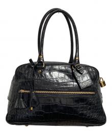 J&M DAVIDSON（ジェイ＆エム デヴィッドソン）の古着「クロコ型押しボストンバッグ」｜ブラック