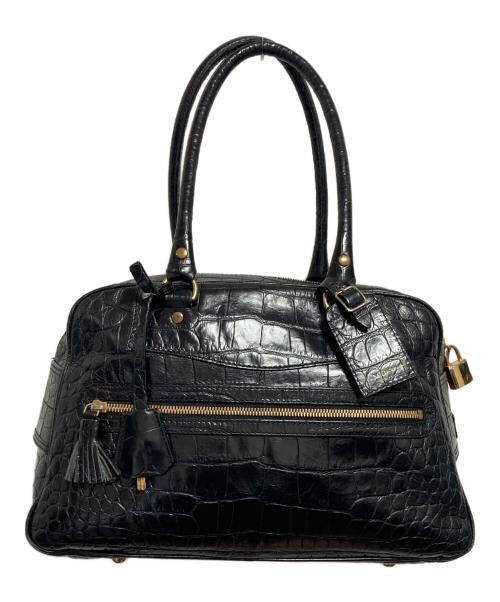 J&M DAVIDSON（ジェイ＆エム デヴィッドソン）J&M DAVIDSON (ジェイ＆エム デヴィッドソン) クロコ型押しボストンバッグ ブラックの古着・服飾アイテム