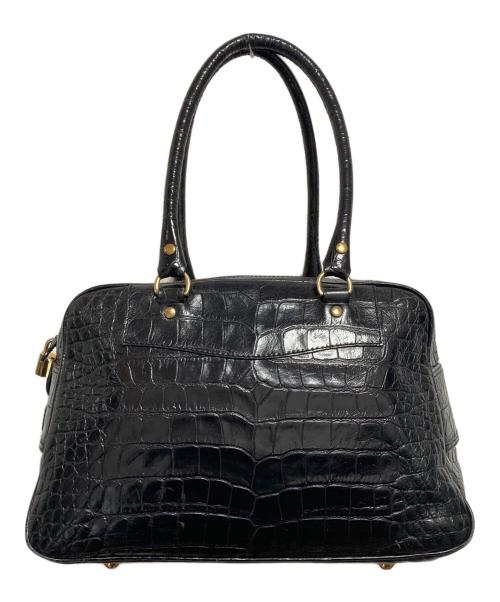 J&M DAVIDSON（ジェイ＆エム デヴィッドソン）J&M DAVIDSON (ジェイ＆エム デヴィッドソン) クロコ型押しボストンバッグ ブラックの古着・服飾アイテム