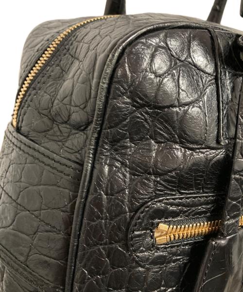 J&M DAVIDSON（ジェイ＆エム デヴィッドソン）J&M DAVIDSON (ジェイ＆エム デヴィッドソン) クロコ型押しボストンバッグ ブラックの古着・服飾アイテム