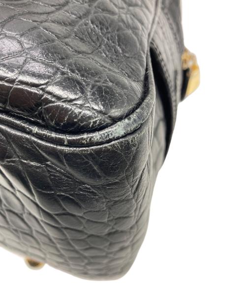 J&M DAVIDSON（ジェイ＆エム デヴィッドソン）J&M DAVIDSON (ジェイ＆エム デヴィッドソン) クロコ型押しボストンバッグ ブラックの古着・服飾アイテム