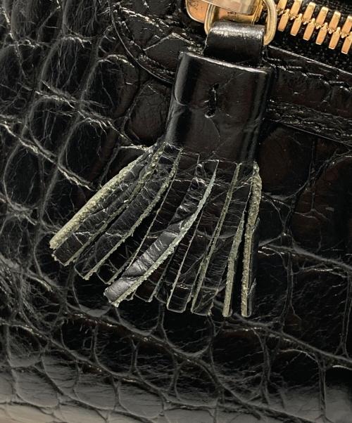 J&M DAVIDSON（ジェイ＆エム デヴィッドソン）J&M DAVIDSON (ジェイ＆エム デヴィッドソン) クロコ型押しボストンバッグ ブラックの古着・服飾アイテム