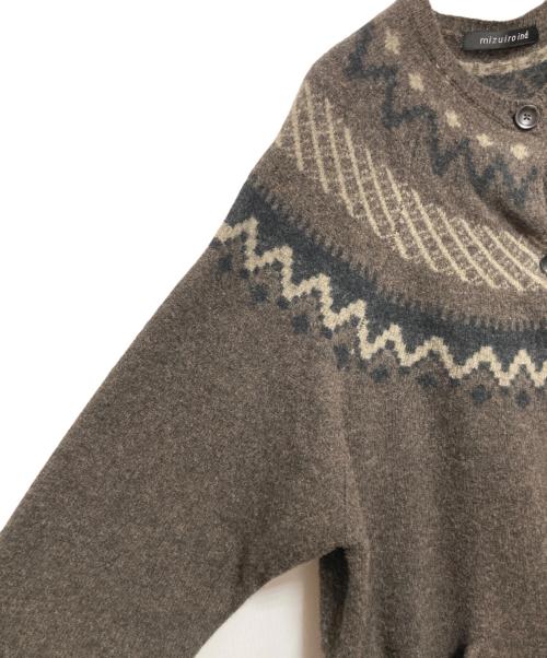 mizuiro-ind（ミズイロインド）mizuiro-ind (ミズイロインド) ノルディック柄ロングニットカーディガン ブラウン サイズ:-の古着・服飾アイテム
