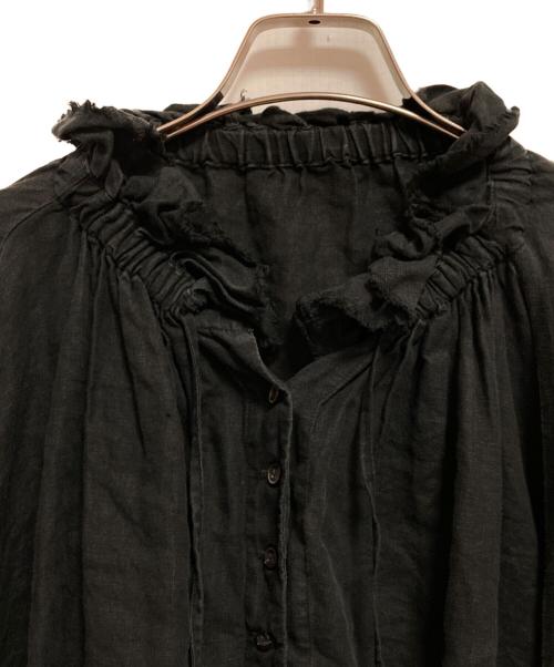 nest Robe（ネストローブ）nest Robe (ネストローブ) リネンラッフルカラーブラウス ネイビー サイズ:FREEの古着・服飾アイテム
