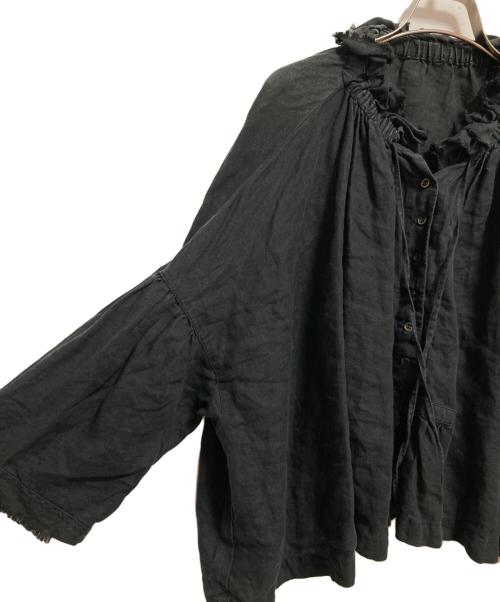 nest Robe（ネストローブ）nest Robe (ネストローブ) リネンラッフルカラーブラウス ネイビー サイズ:FREEの古着・服飾アイテム