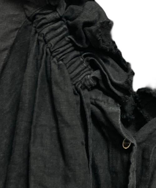 nest Robe（ネストローブ）nest Robe (ネストローブ) リネンラッフルカラーブラウス ネイビー サイズ:FREEの古着・服飾アイテム