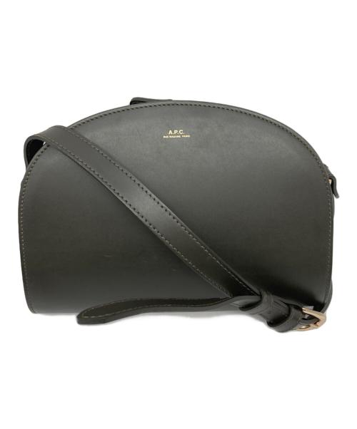 A.P.C.（アーペーセー）A.P.C. (アーペーセー) ハーフムーン レザーショルダーバッグ オリーブの古着・服飾アイテム
