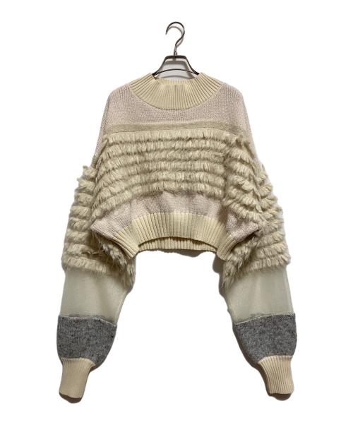 HeRIN.CYE（ヘリンドットサイ）HeRIN.CYE (ヘリンドットサイ) Mix knit short tops アイボリー サイズ:FREEの古着・服飾アイテム