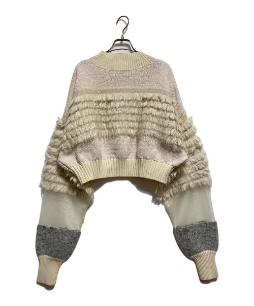 HeRIN.CYE（ヘリンドットサイ）HeRIN.CYE (ヘリンドットサイ) Mix knit short tops アイボリー サイズ:FREEの古着・服飾アイテム