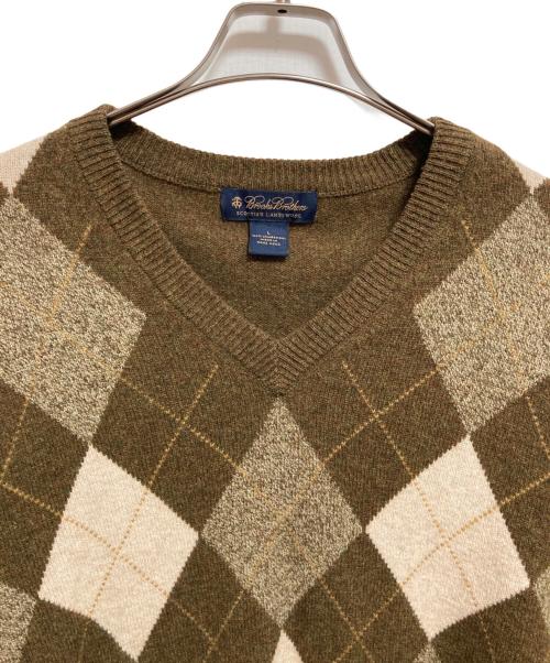BROOKS BROTHERS（ブルックスブラザーズ）BROOKS BROTHERS (ブルックスブラザーズ) スコティッシュラムウールニット カーキ×ベージュ サイズ:Lの古着・服飾アイテム