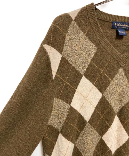 BROOKS BROTHERS（ブルックスブラザーズ）BROOKS BROTHERS (ブルックスブラザーズ) スコティッシュラムウールニット カーキ×ベージュ サイズ:Lの古着・服飾アイテム