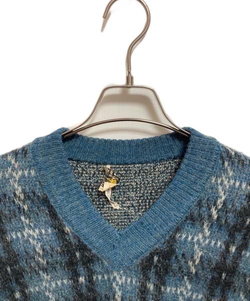 Citation Club by PURITAN（サイテーション クラブ バイ ピューリタン）citation club by PURITAN (サイテーション クラブ バイ ピューリタン) モヘア混Vネックニット ブルー サイズ:42の古着・服飾アイテム