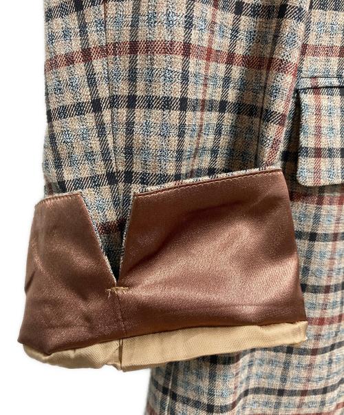 Aquascutum（アクアスキュータム）Aquascutum (アクアスキュータム) ノーカラーチェックコート ベージュ サイズ:Mの古着・服飾アイテム