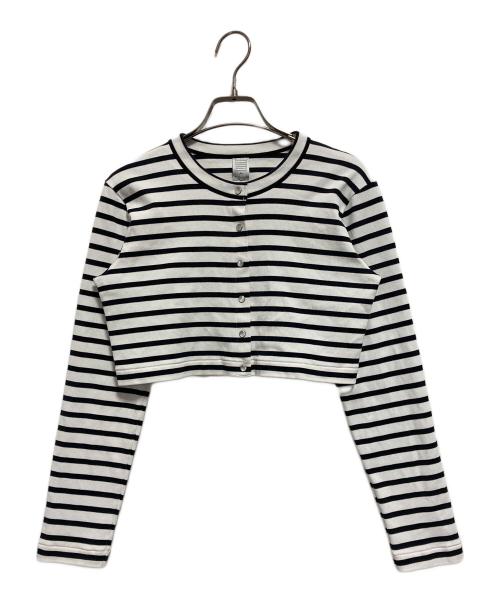 ESTNATION（エストネーション）ESTNATION (エストネーション) ボレロカーディガン ホワイト×ブラック サイズ:FREEの古着・服飾アイテム