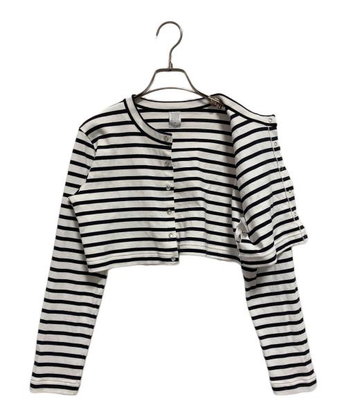 ESTNATION（エストネーション）ESTNATION (エストネーション) ボレロカーディガン ホワイト×ブラック サイズ:FREEの古着・服飾アイテム