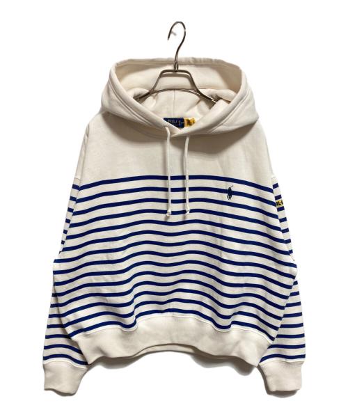 POLO RALPH LAUREN（ポロ・ラルフローレン）POLO RALPH LAUREN (ポロ・ラルフローレン) ストライプフリースフーディー ホワイト×ブルー サイズ:M 未使用品の古着・服飾アイテム
