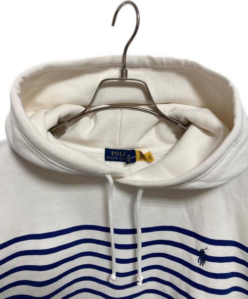 POLO RALPH LAUREN（ポロ・ラルフローレン）POLO RALPH LAUREN (ポロ・ラルフローレン) ストライプフリースフーディー ホワイト×ブルー サイズ:M 未使用品の古着・服飾アイテム