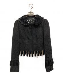 DOLCE & GABBANA（ドルチェ＆ガッバーナ）の古着「ジャガードフリンジレースジャケット」｜ブラック