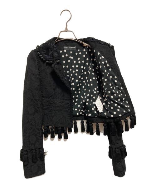 DOLCE & GABBANA（ドルチェ＆ガッバーナ）DOLCE & GABBANA (ドルチェ＆ガッバーナ) ジャガードフリンジレースジャケット ブラック サイズ:40の古着・服飾アイテム