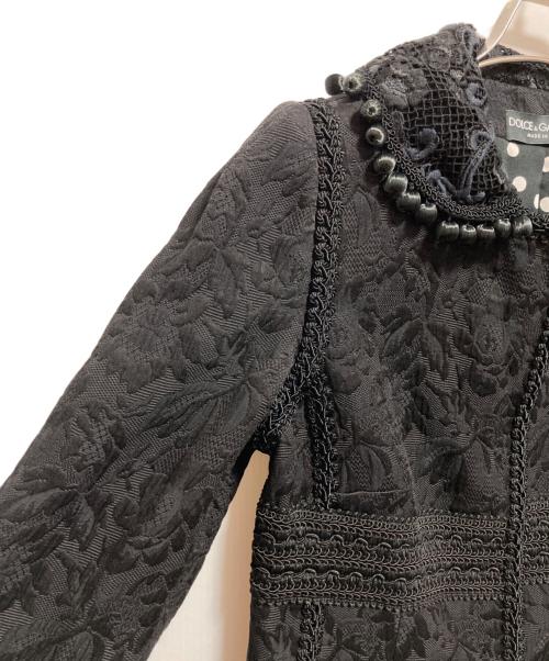 DOLCE & GABBANA（ドルチェ＆ガッバーナ）DOLCE & GABBANA (ドルチェ＆ガッバーナ) ジャガードフリンジレースジャケット ブラック サイズ:40の古着・服飾アイテム