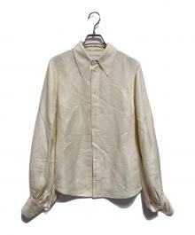 BOTTEGA VENETA（ボッテガベネタ）の古着「シルク混ボリュームスリーブシャツ」｜アイボリー