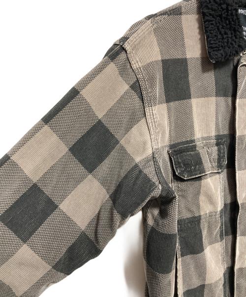 stussy（ステューシー）stussy (ステューシー) 00'sボアチェックジャケット ブラウン×ブラック サイズ:Mの古着・服飾アイテム