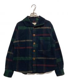 Pal'las Palace（パラスパレス）の古着「タータンチェックコーデュロイシャツ」｜グリーン