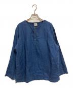 orSlowオアスロウ）の古着「インディゴリネンプルオーバーシャツ」｜インディゴ