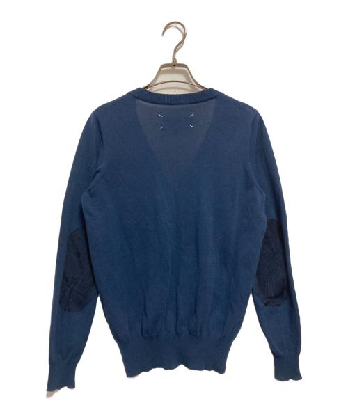 Maison Margiela（メゾンマルジェラ）Maison Margiela (メゾンマルジェラ) エルボーパッチ付ニットカーディガン ブルー サイズ:Sの古着・服飾アイテム