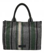 CONVERSE TOKYOコンバーストウキョウ）の古着「STRIPE SQUARE TOTEBAG」｜グレー×グリーン