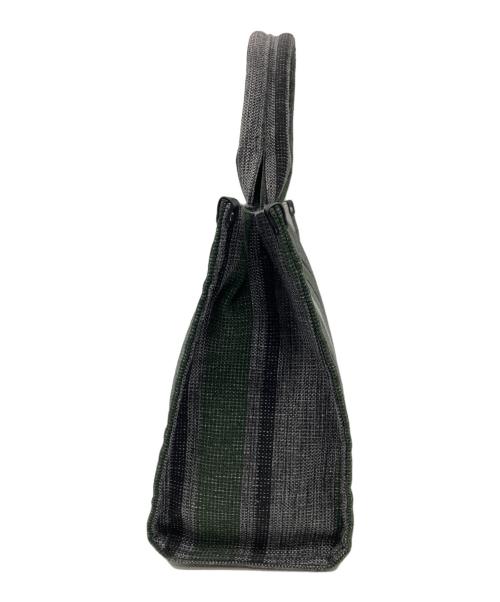 CONVERSE TOKYO（コンバーストウキョウ）CONVERSE TOKYO (コンバーストウキョウ) STRIPE SQUARE TOTEBAG グレー×グリーンの古着・服飾アイテム