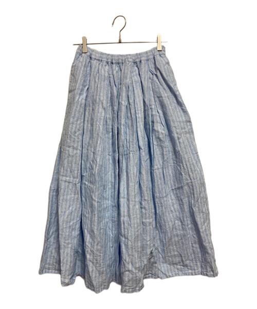 KAGURE（カグレ）KAGURE (カグレ) リネンストライプスカート ブルー サイズ:FREEの古着・服飾アイテム