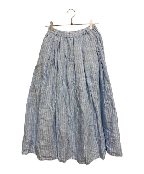 KAGURE（カグレ）KAGURE (カグレ) リネンストライプスカート ブルー サイズ:FREEの古着・服飾アイテム