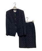 PIERRE BALMAINピエール バルマン）の古着「パワーショルダースカートスーツ」｜ネイビー