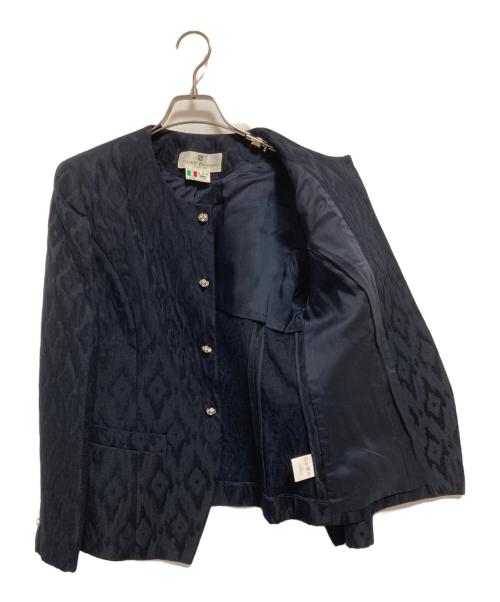 PIERRE BALMAIN（ピエール バルマン）PIERRE BALMAIN (ピエール バルマン) パワーショルダースカートスーツ ネイビー サイズ:9の古着・服飾アイテム