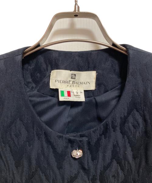 PIERRE BALMAIN（ピエール バルマン）PIERRE BALMAIN (ピエール バルマン) パワーショルダースカートスーツ ネイビー サイズ:9の古着・服飾アイテム