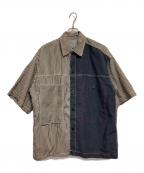 G-STAR RAWジースターロゥ）の古着「E Double Unisex Shirt」｜ネイビー×ベージュ