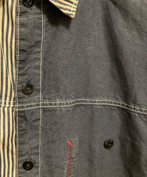 G-STAR RAW（ジースターロゥ）G-STAR RAW (ジースターロゥ) E Double Unisex Shirt ネイビー×ベージュ サイズ:Sの古着・服飾アイテム