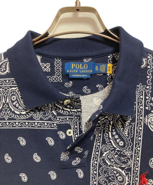 POLO RALPH LAUREN（ポロ・ラルフローレン）POLO RALPH LAUREN (ポロ・ラルフローレン) ペイズリー柄プリント ポロシャツ ネイビー サイズ:XLの古着・服飾アイテム