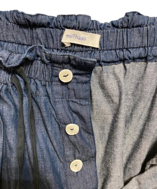miiThaaii（ミーターイー）miiThaaii (ミーターイー) ワイドデニムイージーパンツ インディゴ サイズ:FREEの古着・服飾アイテム
