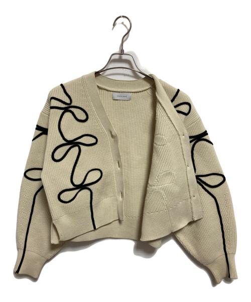 Adam et Rope（アダム エ ロペ）Adam et Rope (アダム エ ロペ) ラインニットカーディガン アイボリー サイズ:FREEの古着・服飾アイテム