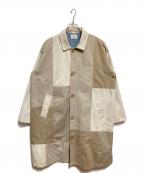 yousedユーズド）の古着「パッチワークステンカラーコート」｜ベージュ