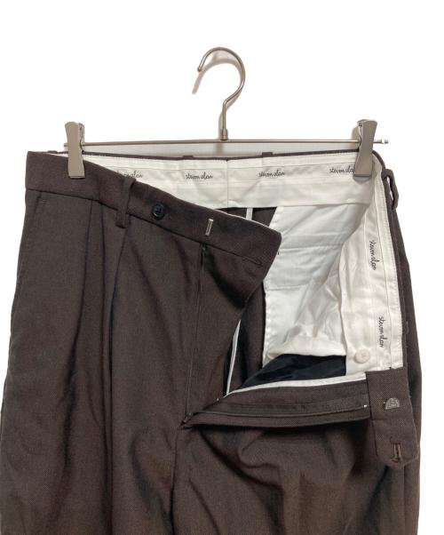 STEVEN ALAN（スティーブンアラン）STEVEN ALAN (スティーブンアラン) マットクロス インツープリーツ ドレス トラウザーズ ブラウン サイズ:XLの古着・服飾アイテム
